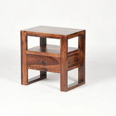 Modern Side Table with Open Shelf and Storage Drawer-Wooden Crest