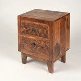 Modern Bedside Cabinet with Geometric Front Design-Wooden Crest