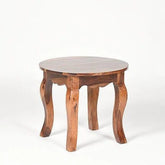 French Provincial Round Side Table with Cabriole Legs-Wooden Crest