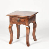 Traditional Bedside Cabinet with Curved Cabriole Legs-Wooden Crest