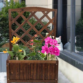 Modern Three-Tier Plant Stand with Lattice Trellis-Wooden Crest