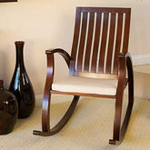 Handicraft Hand Carved Rocking Chair – Sheesham Wood, Walnut Finish-Wooden Crest