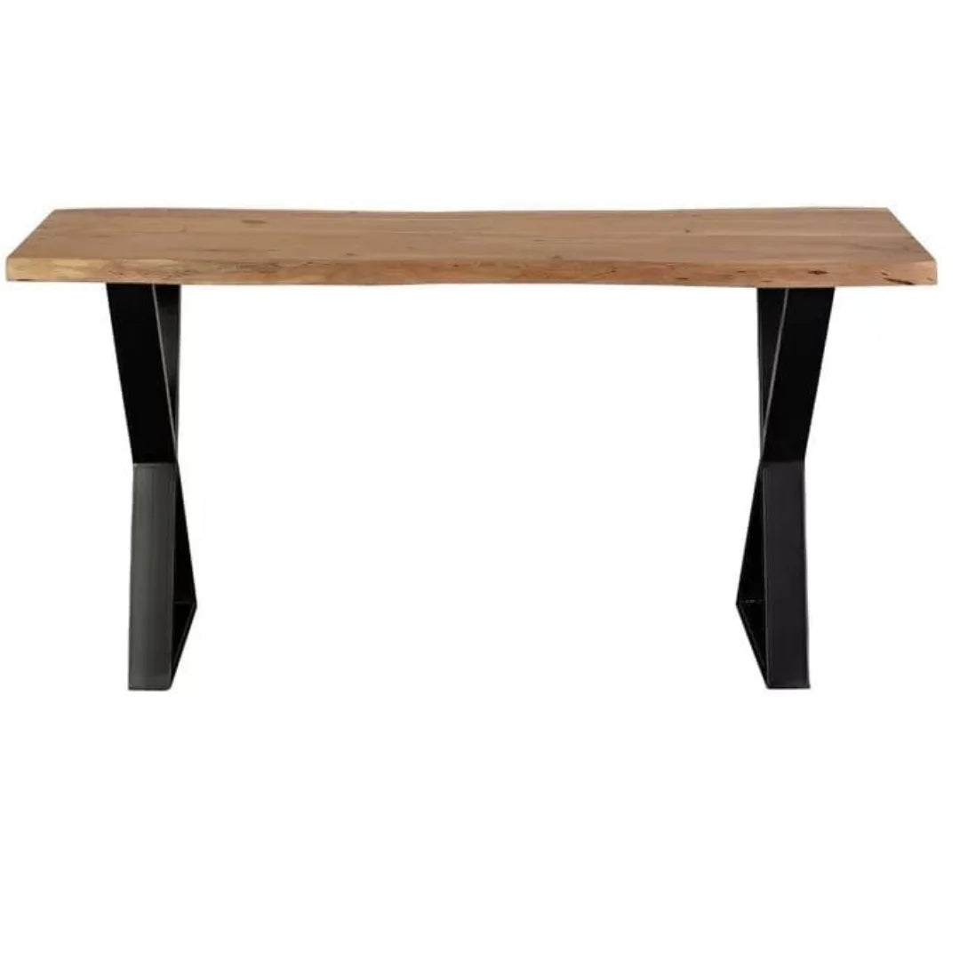 Industrial Live Edge Console Table with X-Frame Base-Wooden Crest