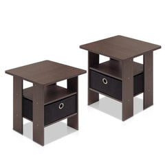 Modern Compact End Table Set with Storage Drawer-Wooden Crest