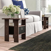 Modern Compact End Table Set with Storage Drawer-Wooden Crest