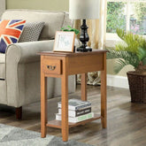 Modern Narrow End Table with Storage Drawer-Wooden Crest