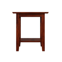 Mission Style Slatted Side Table with Open Storage-Wooden Crest
