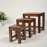Modern Stackable Nesting Stools Set of 3 with Clean Lines-Wooden Crest