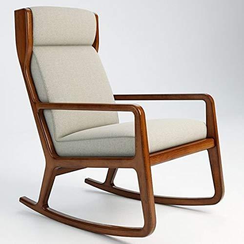 Handcrafted Sheesham Wood Rocking Chair with Cushion Seat & Back-Wooden Crest