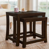 Modern Nested Side Tables Set with Clean Lines-Wooden Crest