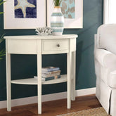 Demilune Console Table with Storage Drawer and Shelf-Wooden Crest