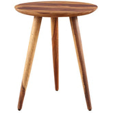 Mid-Century Round Side Table with Tapered Tripod Base-Wooden Crest
