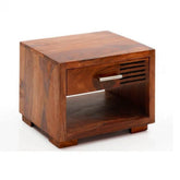Mid-Century Modern Side Table with Angled Tripod Legs-Wooden Crest