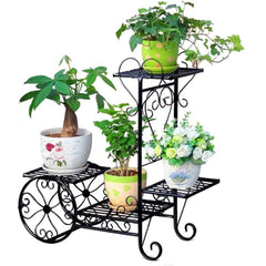 Victorian Carriage Plant Stand with Four Display Levels-Wooden Crest