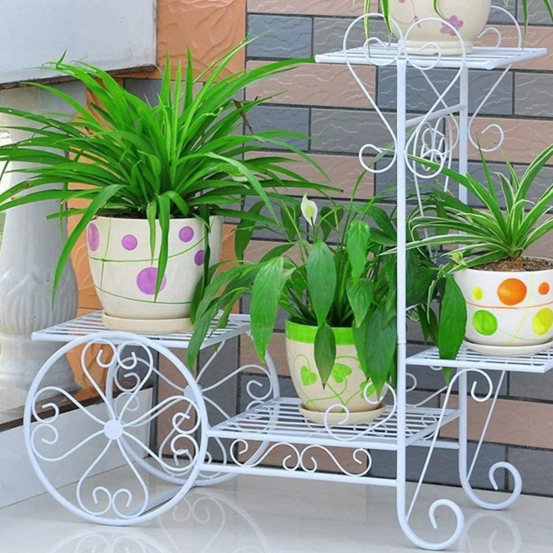 Victorian Carriage Plant Stand with Four Display Levels-Wooden Crest