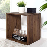 Modern Cubic Side Table with Open Storage Design-Wooden Crest