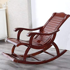 Handcrafted Sheesham Wood Rocking Chair Comfortable Motion-Wooden Crest