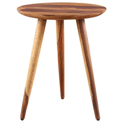 Mid-Century Round Side Table with Angled Tripod Base-Wooden Crest