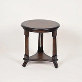Empire Style Round Side Table with Column Legs-Wooden Crest