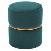 Celynn Wide Velvet Round Ottoman-Wooden Crest