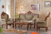 Solid Wood Czar Carved Sofa Set - Exquisite Handcrafted Furniture for Luxurious Living-Wooden Crest