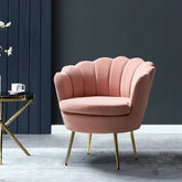 Hendrix Wide Velvet Barrel Chair-Wooden Crest