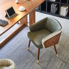 Enrico Upholstered Armchair-Wooden Crest