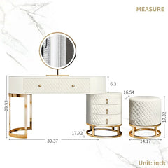Vanity Dressing Table With Mirror For Bedroom-Wooden Crest