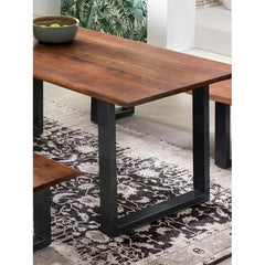 Ryegate Dining Table Set for 4 (1 Table, 2 Benches)-Wooden Crest