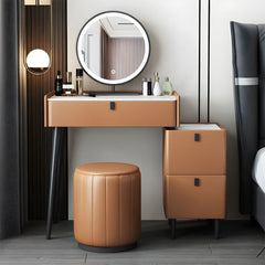 Contemporary Vanity Dressing Table Set Stone with Mirror-Wooden Crest
