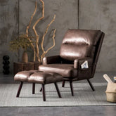 Akeem Wide Lounge Chair and Ottoman-Wooden Crest