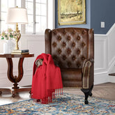 Wingback Chesterfield Arm Chair-Wooden Crest