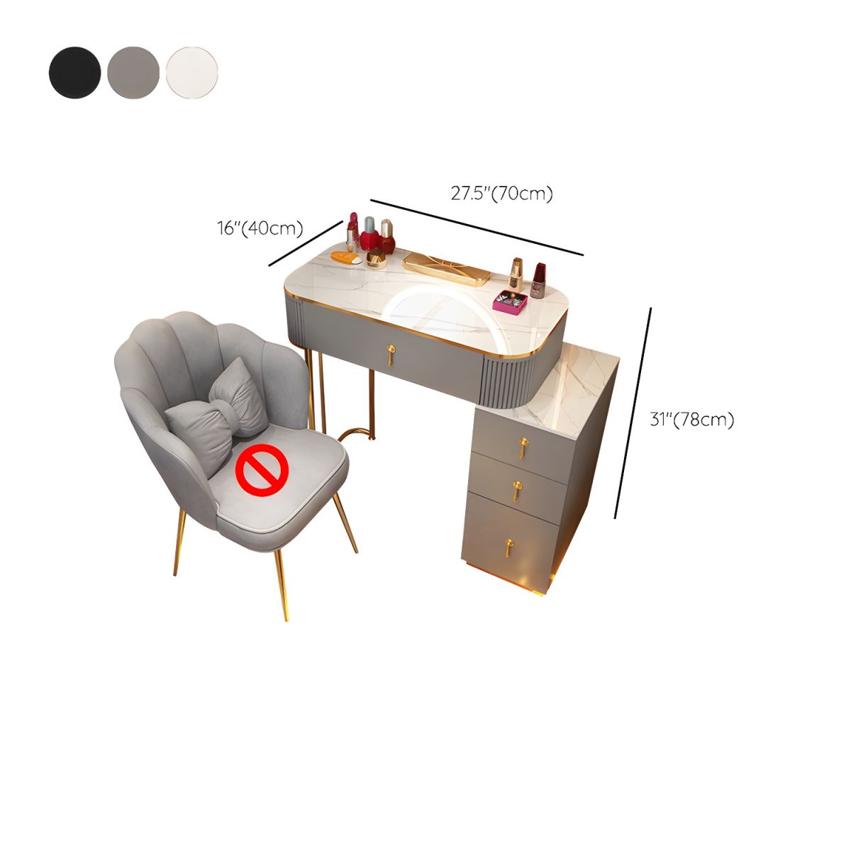 Modern Glam Vanity Dressing Table with Drawer-Wooden Crest