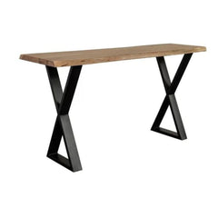 Industrial Live Edge Console Table with X-Frame Base-Wooden Crest