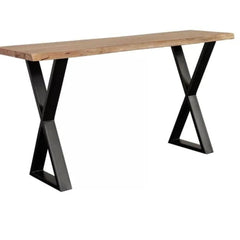 Industrial Live Edge Console Table with X-Frame Base-Wooden Crest