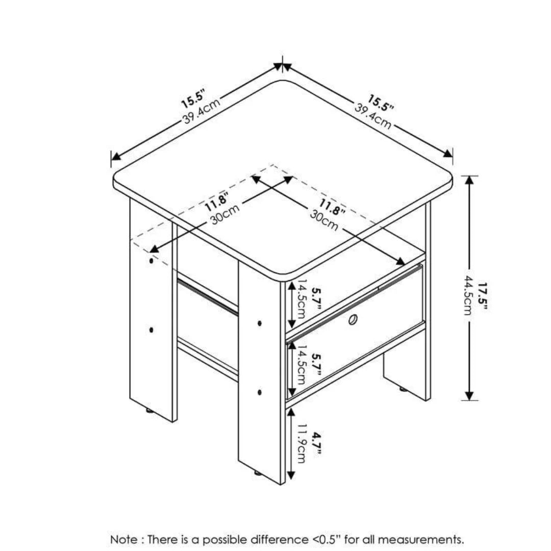 Modern Compact End Table Set with Storage Drawer-Wooden Crest