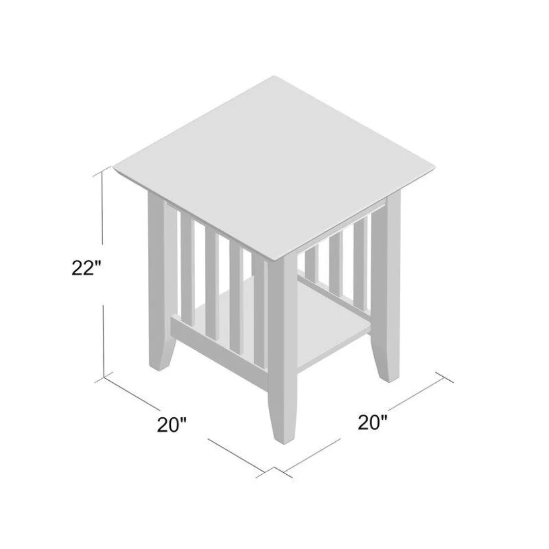 Mission Style Slatted Side Table with Open Storage-Wooden Crest
