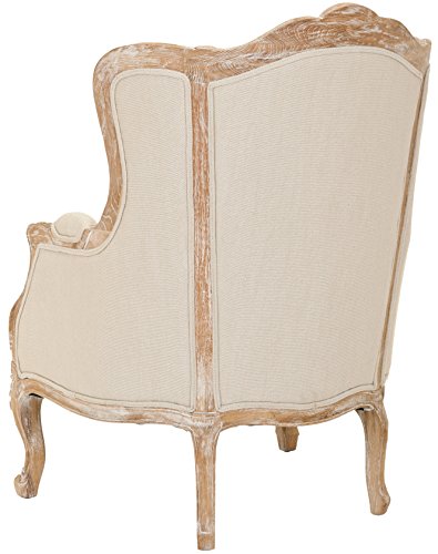 Fallon Natural Linen Wing Chair-Wooden Crest