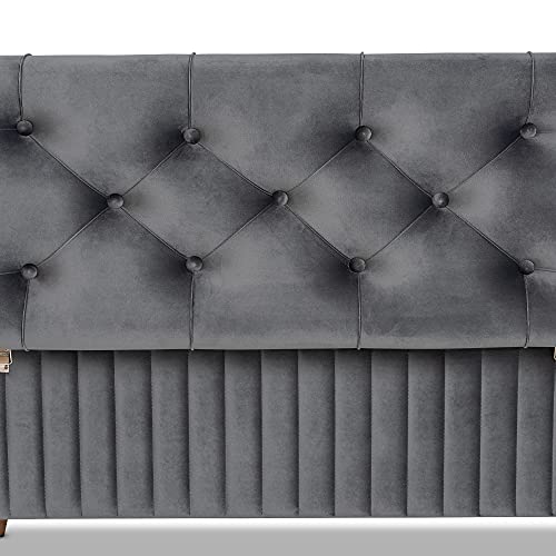 Baxton Studio Grey/Walnut Brown Ottoman-Wooden Crest
