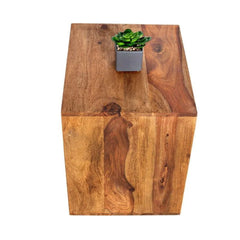 Modern Cube Storage Side Table with Open Display-Wooden Crest