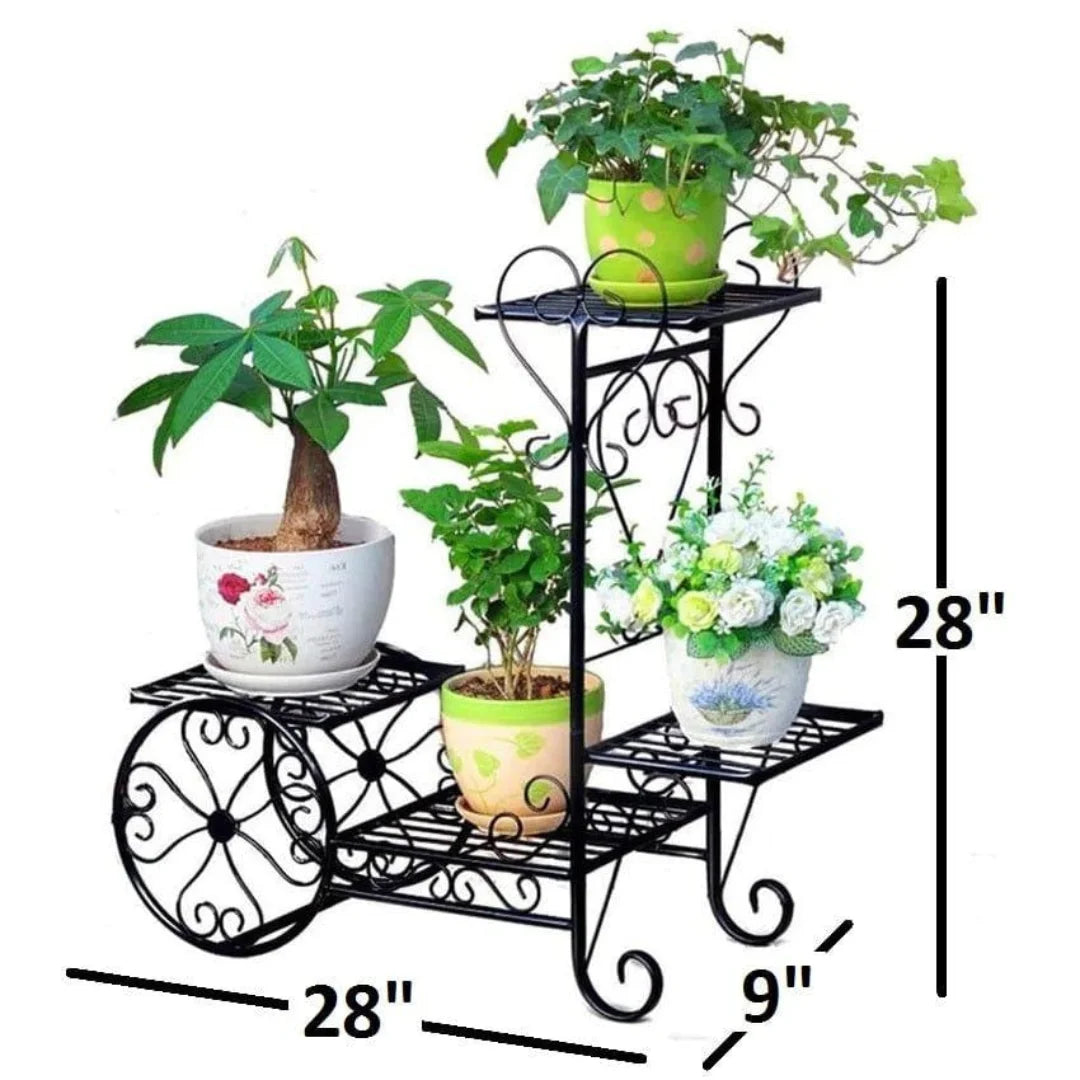 Victorian Carriage Plant Stand with Four Display Levels-Wooden Crest