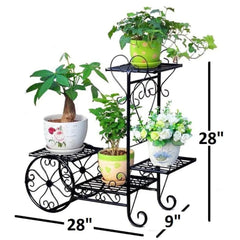 Victorian Carriage Plant Stand with Four Display Levels-Wooden Crest