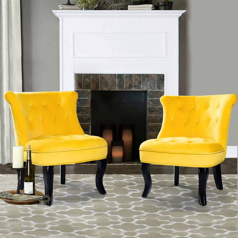 Grenier Wide Tufted Side Chair Set-Wooden Crest