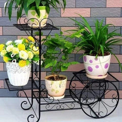 Victorian Carriage Plant Stand with Four Display Levels-Wooden Crest