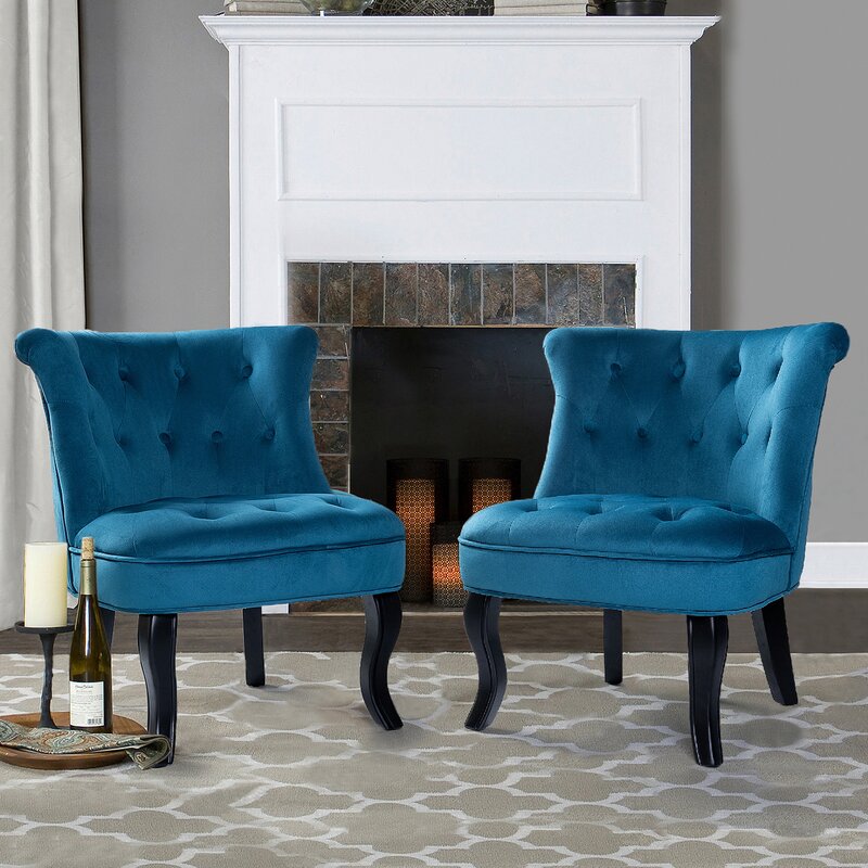 Grenier Wide Tufted Side Chair Set-Wooden Crest