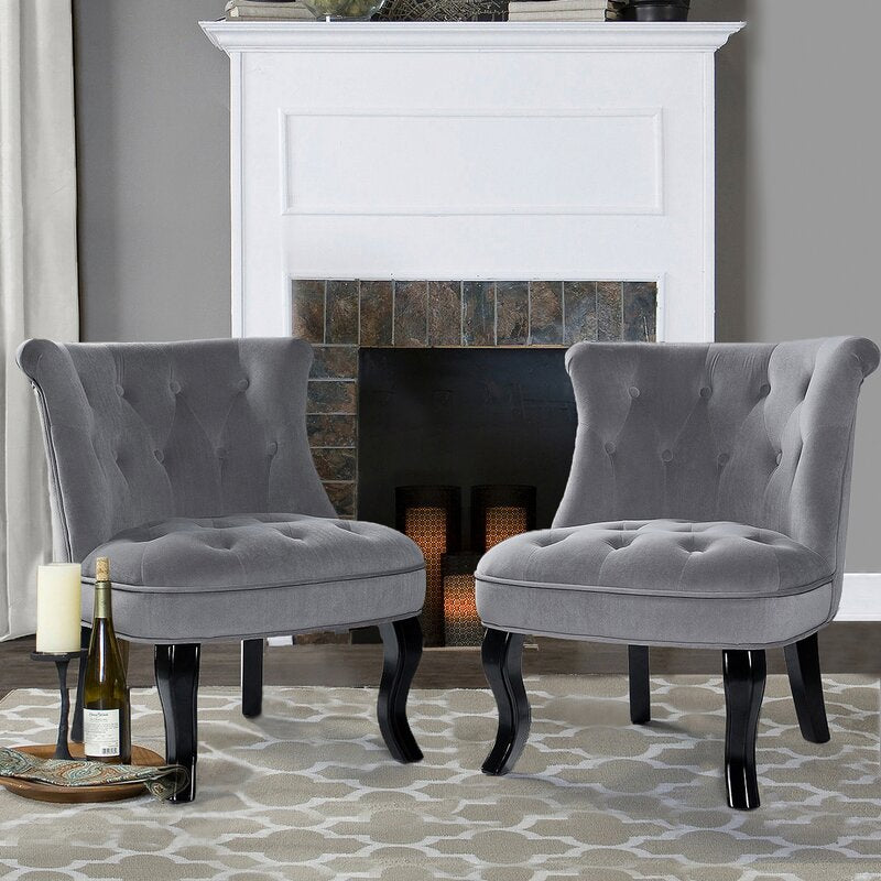 Grenier Wide Tufted Side Chair Set-Wooden Crest