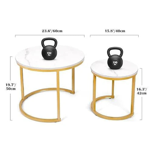 Modern Side Table with Metal Frame-Wooden Crest