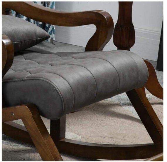 Elegant Wooden Rocking Chair with Footrest-Wooden Crest
