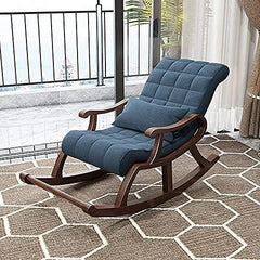Hand Carved Sheesham Wood Rocking Chair Antique Design-Wooden Crest