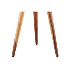 Mid-Century Round Side Table with Angled Tripod Base-Wooden Crest